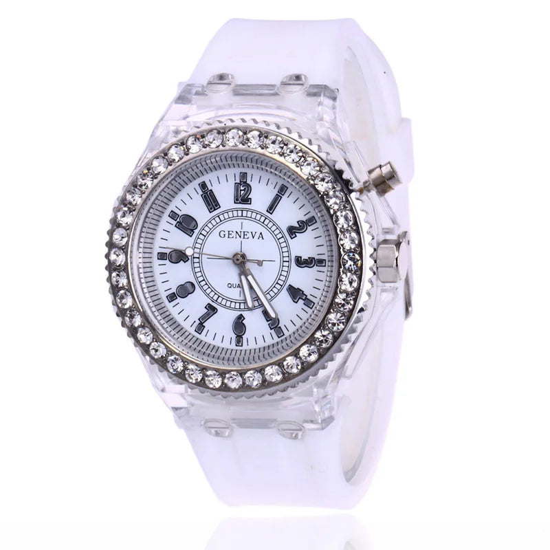 Montre LED Lumineuse Strass - Silicone Fashion Unisexe Enfant Adulte