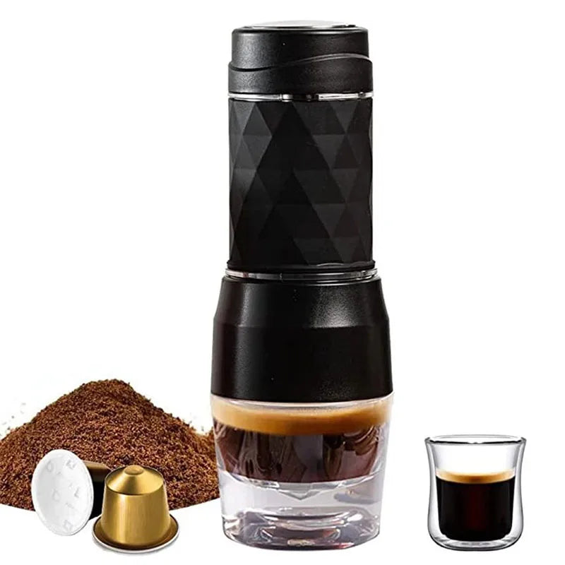 Machine à Café Portable Cafelffe 3-en-1 - Cafetière Manuelle Espresso Capsule & Moulu Voyage Camping