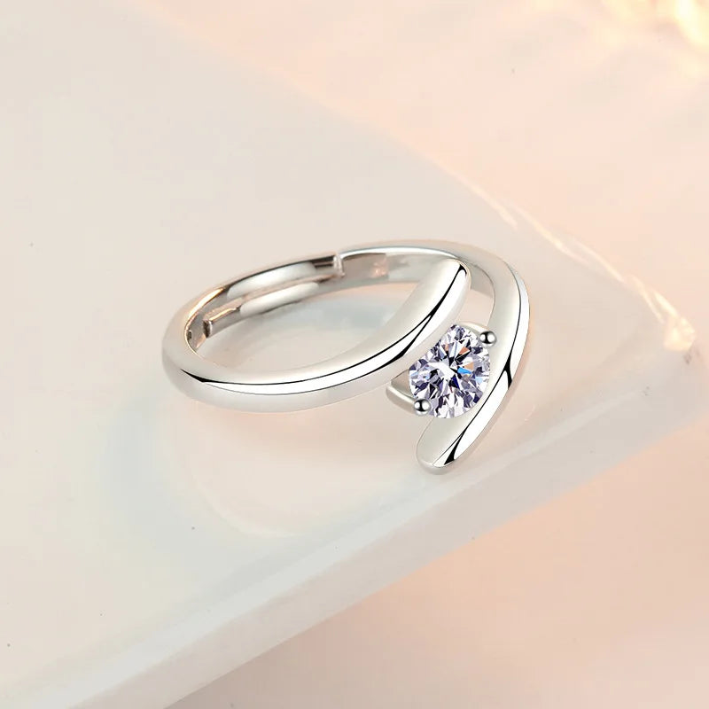Bague Femme Argent 925 Zircon - Élégante Alliance Mariage