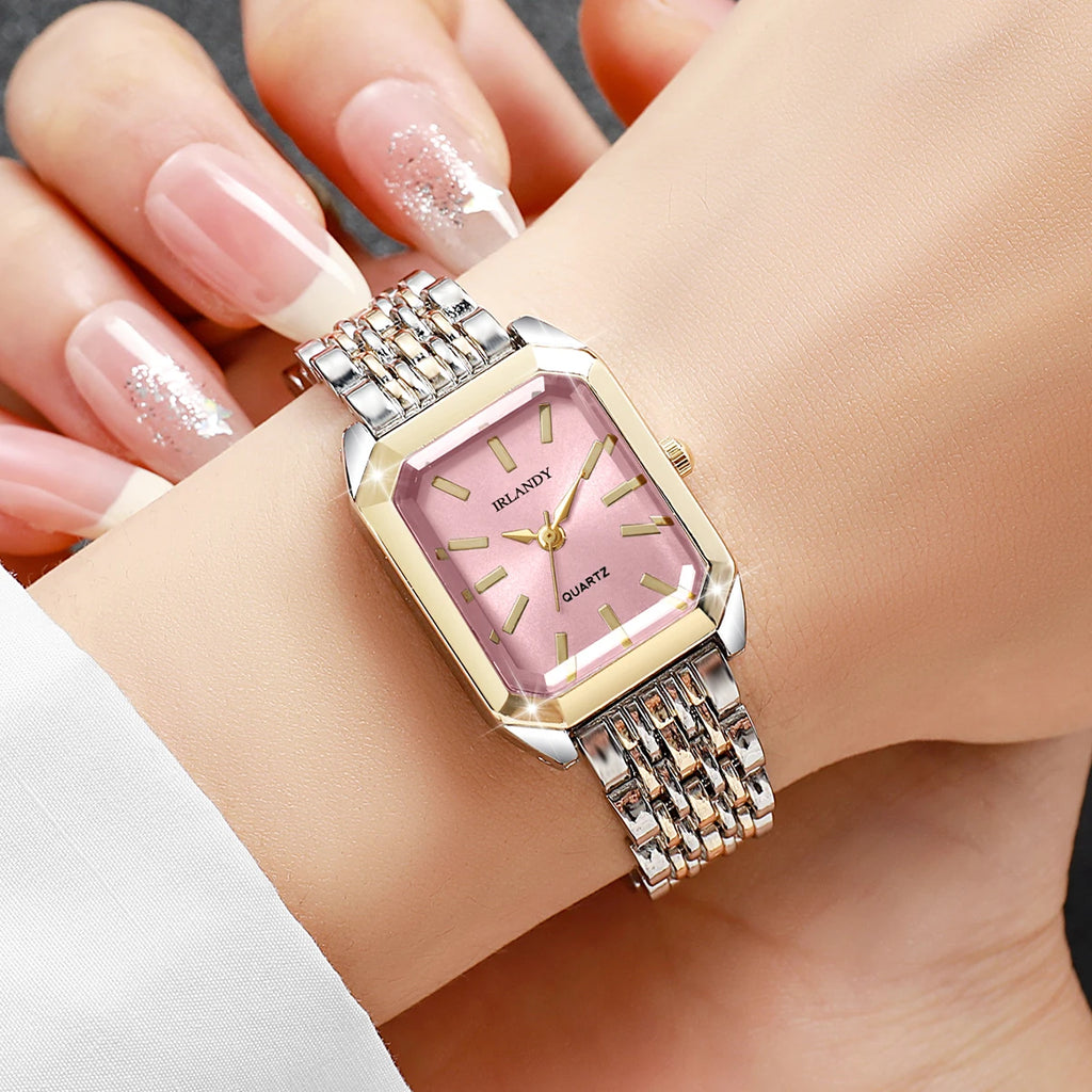 Montre Femme Rectangulaire Acier - Élégante Quartz Bracelet Métal Cadeau