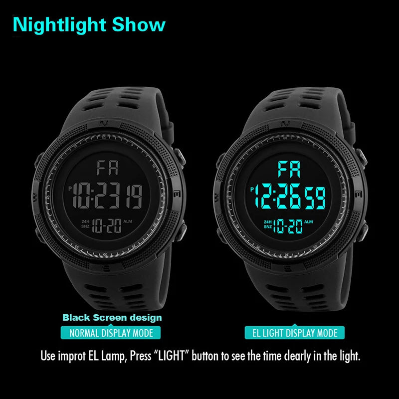 Montre Militaire Sport LED Homme - Digitale Multifonction Lumineuse Étanche