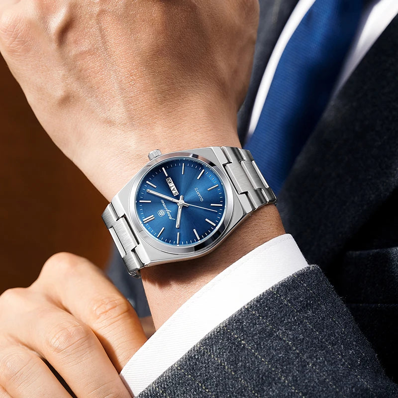 Montre Homme Luxe Acier Inoxydable - Quartz Sport Étanche Lumineuse Date