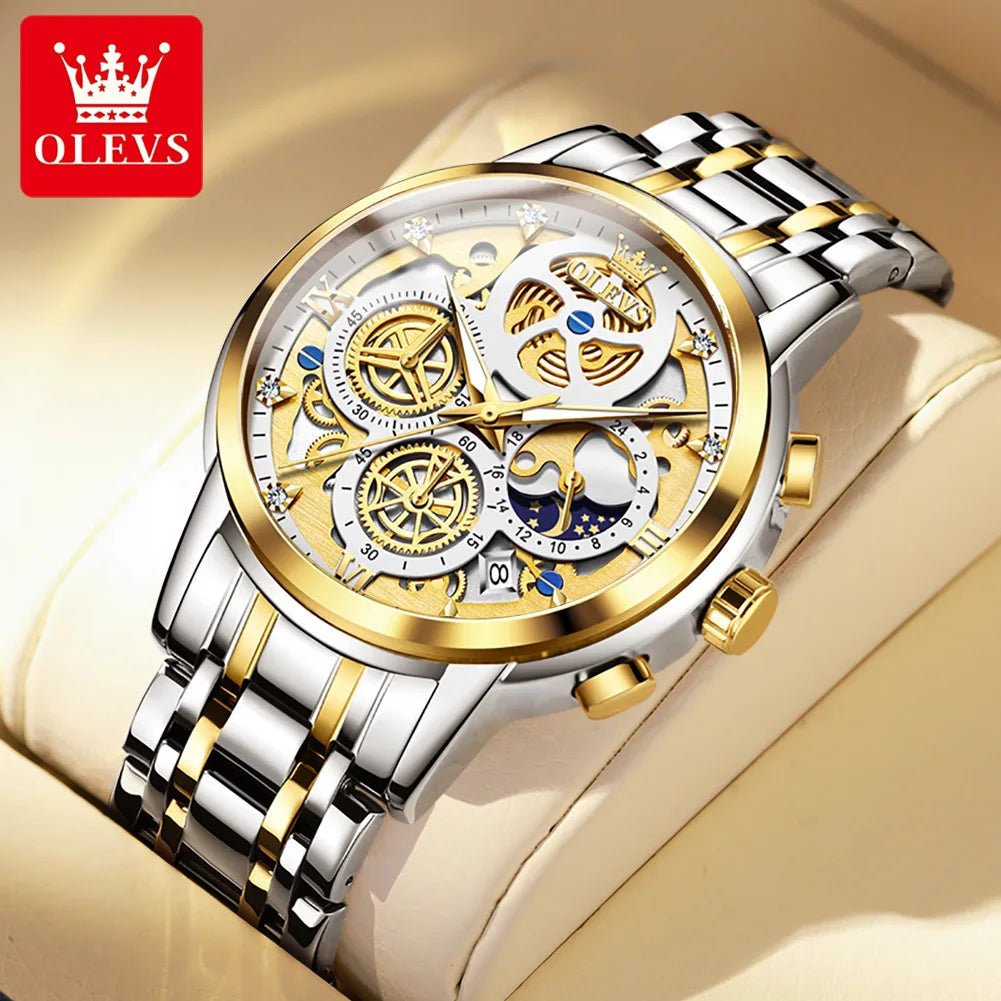Montre Homme OLEVS Waterproof 30m - Chronographe Lumineux Quartz
