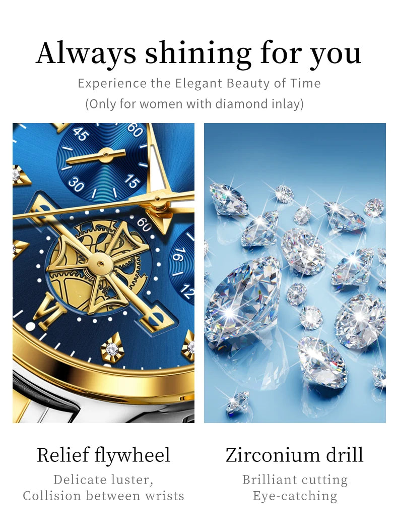 Coffret Montres Couple OLEVS Phase de Lune - Set Duo Luxe Étanche Lumineux Acier Inoxydable