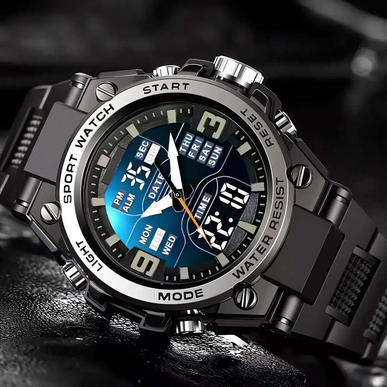 Montre Homme Luxe Double Mouvement - Quartz Électronique Étanche Lumineuse Acier