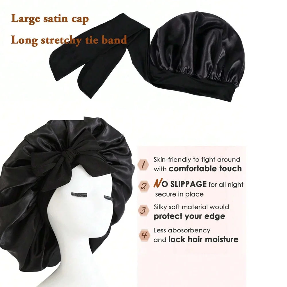 Bonnet Satin Nuit Cheveux - Protection Sommeil Ajustable Femme Homme