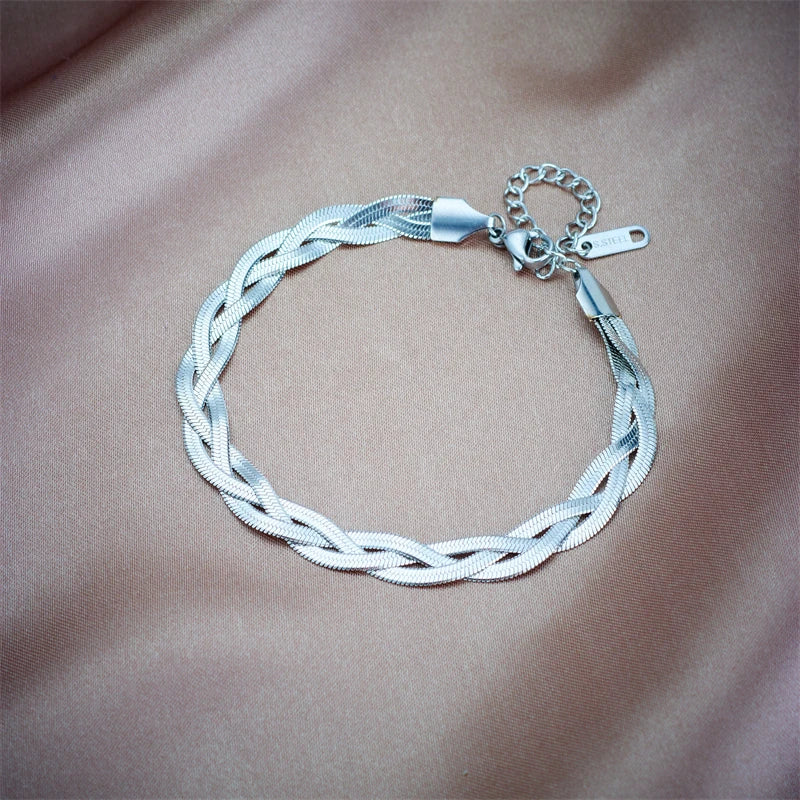 Set Bijoux Acier Inoxydable 316L - Collier Chaîne Serpent + Bracelets 3en1 Étanche