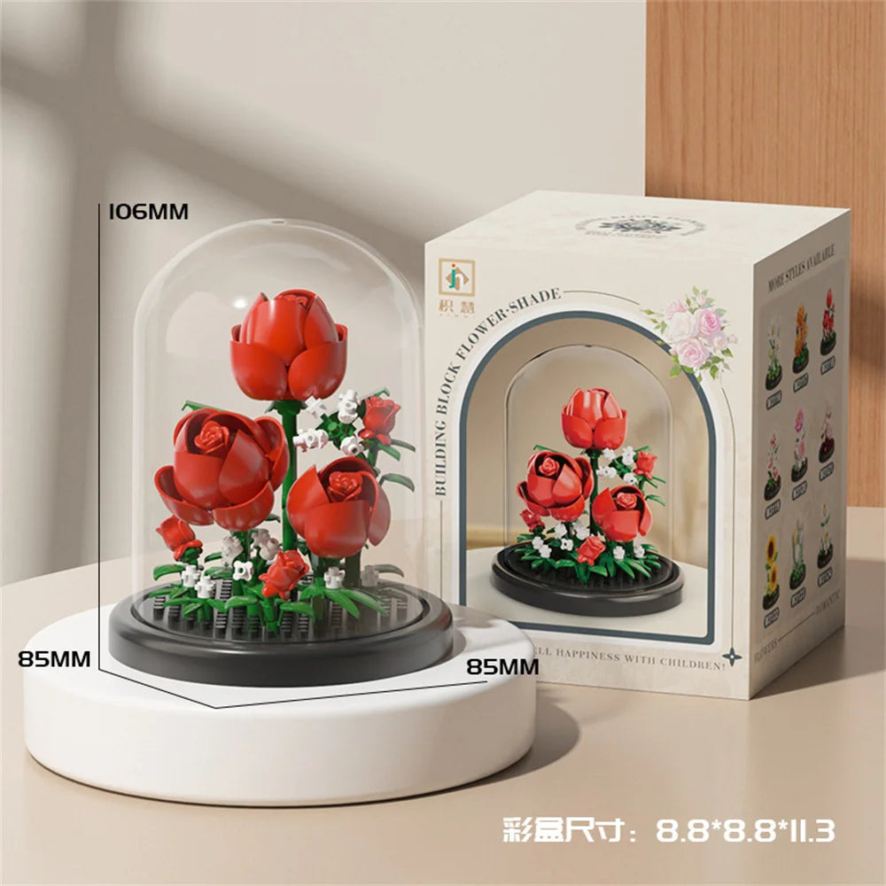 Bouquet Fleurs Éternelles Briques Construction - Bonsaï Déco Maison Micro Blocs Cadeau Anniversaire Enfant