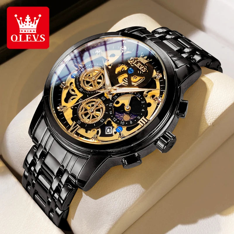 Montre Homme OLEVS Waterproof 30m - Chronographe Lumineux Quartz