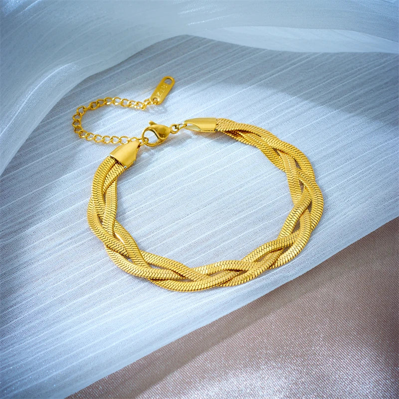 Set Bijoux Acier Inox 316L 3 en 1 - Collier Bracelets Chaîne Serpent Femme
