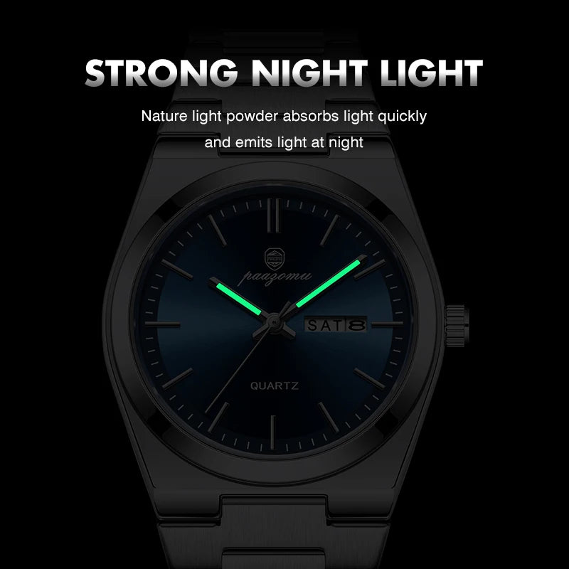 Montre Homme Luxe Acier Inoxydable - Quartz Sport Étanche Lumineuse Date