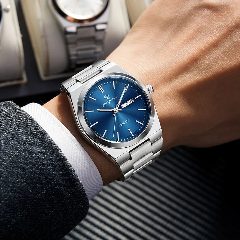 Montre Homme Luxe Acier Inoxydable - Quartz Sport Étanche Lumineuse Date