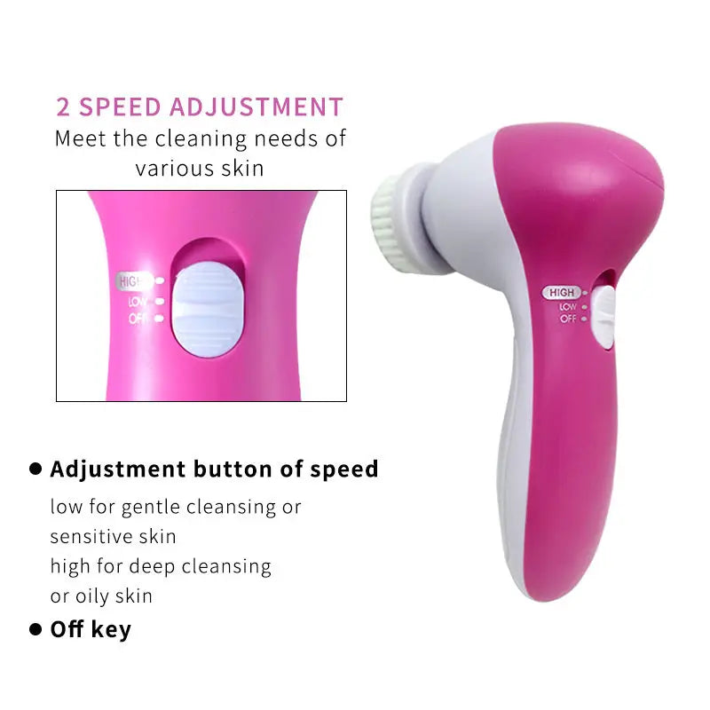 Brosse Nettoyante Faciale Électrique 5 en 1 - Spa Visage Points Noirs