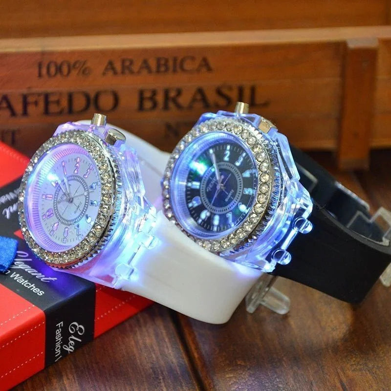 Montre LED Lumineuse Strass - Silicone Fashion Unisexe Enfant Adulte