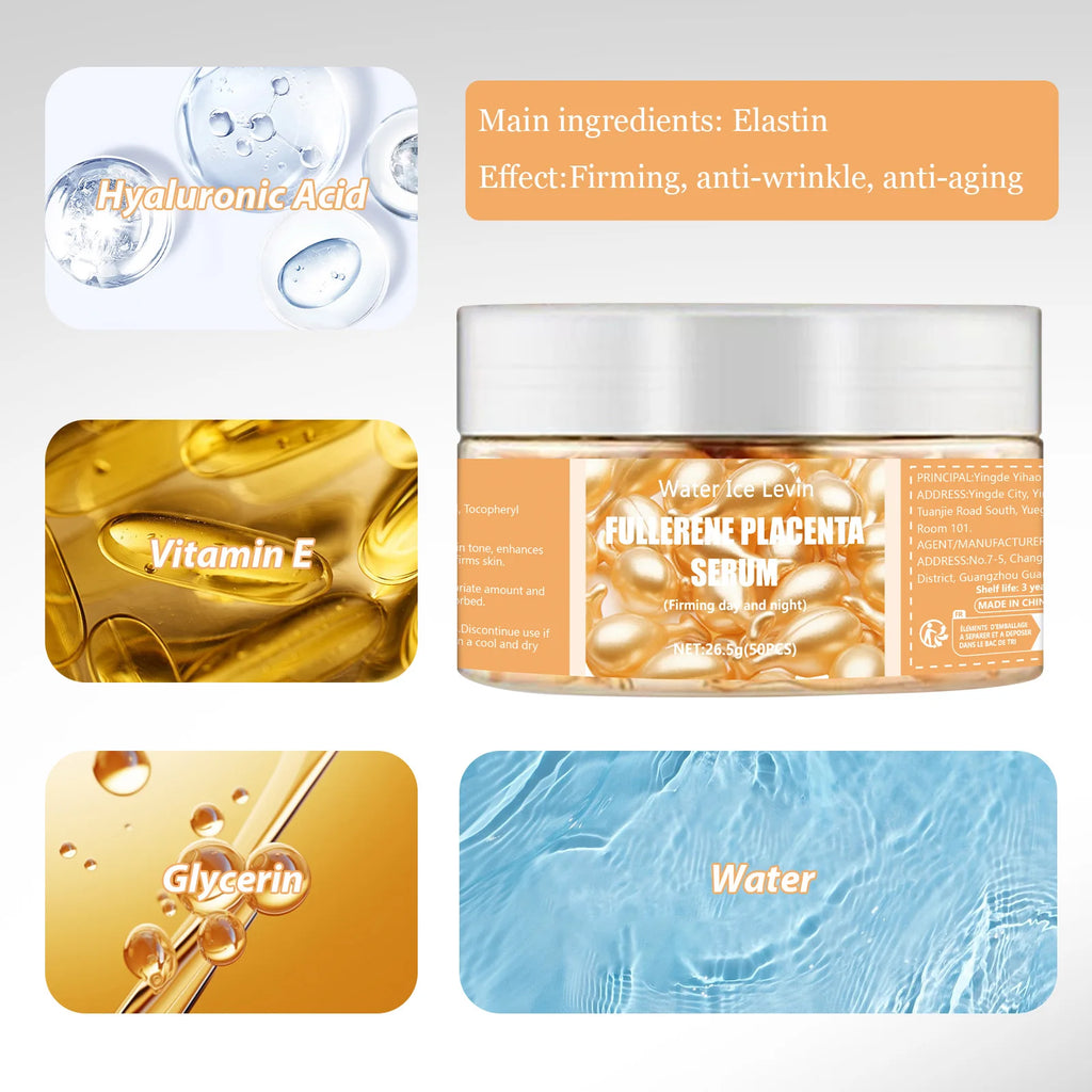 Capsules Collagène Visage 50pcs - Sérum Anti-Rides Acné Taches Raffermissant