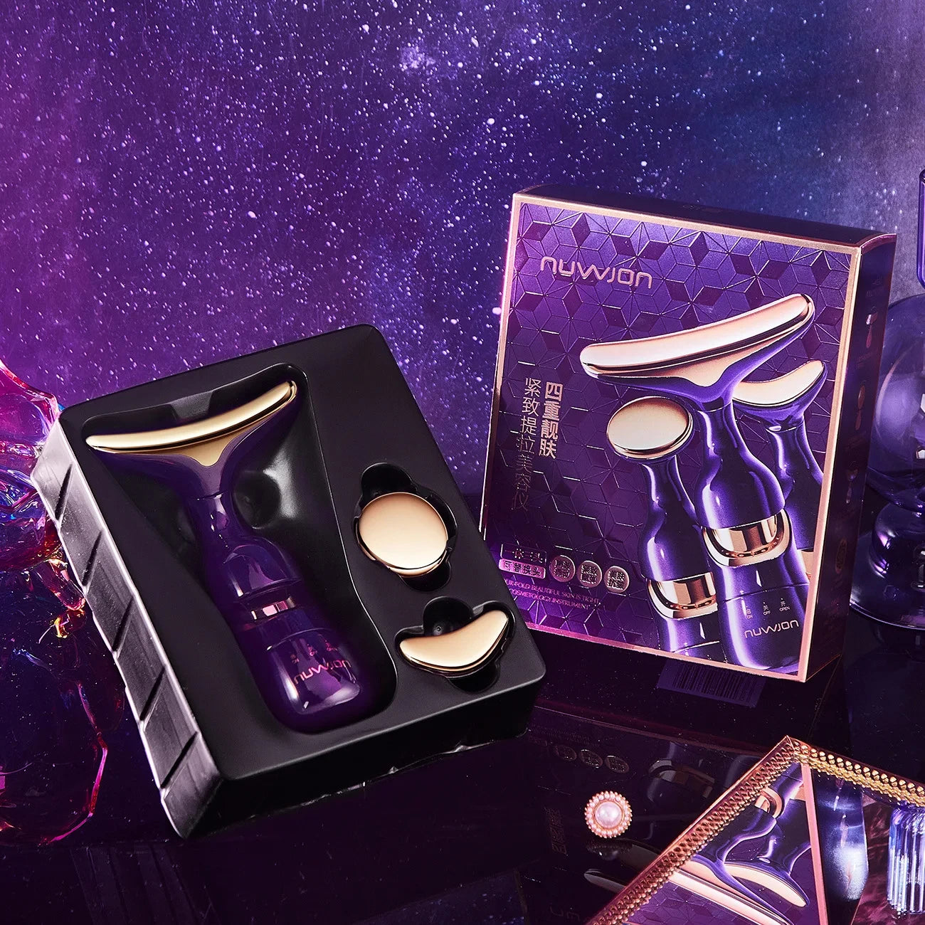 Appareil Lifting Facial 3 en 1 EMS - Anti-Rides Raffermissant Visage Cou Yeux