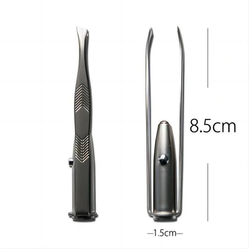 Pince à Épiler LED Acier Inoxydable - Précision Sourcils Lumière Intégrée