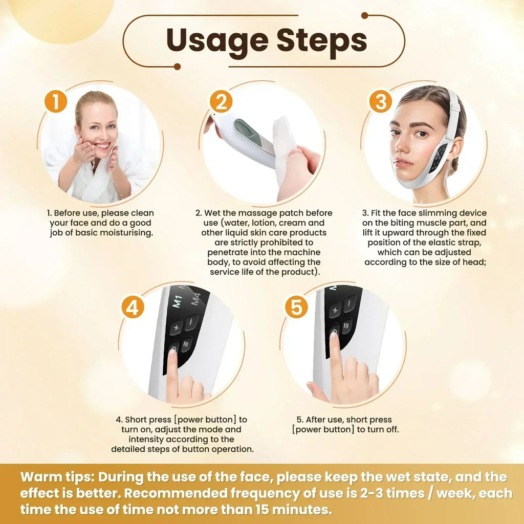 Appareil Lifting Facial Électrique EMS - 6 Modes Anti-Âge Double Menton