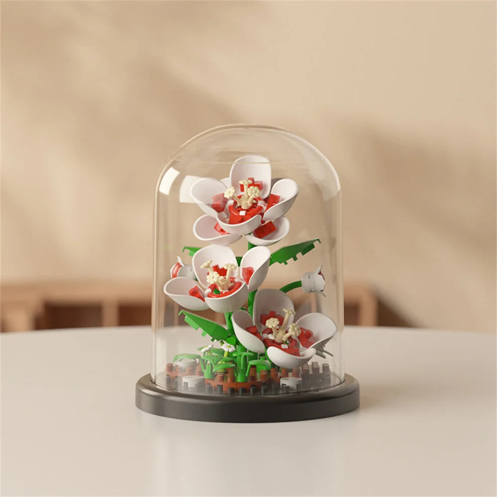 Bouquet Fleurs Éternelles Briques Construction - Bonsaï Déco Maison Micro Blocs Cadeau Anniversaire Enfant