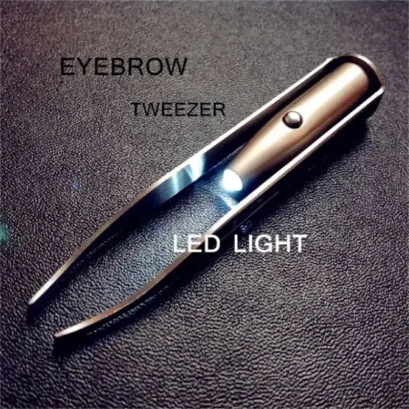 Pince à Épiler LED Acier Inoxydable - Précision Sourcils Lumière Intégrée