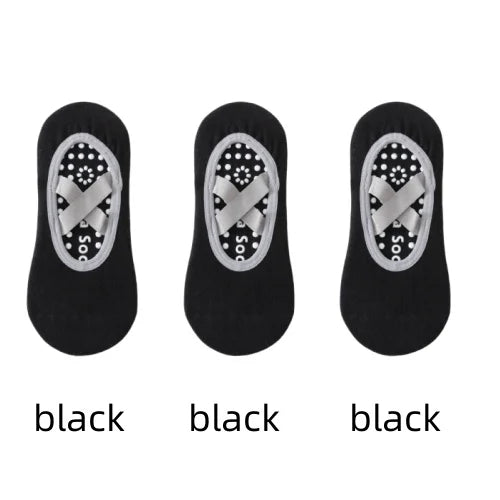 Chaussettes Yoga Femme Antidérapantes Silicone - Socquettes Pilates Ballet Sport Sans Talon Respirantes