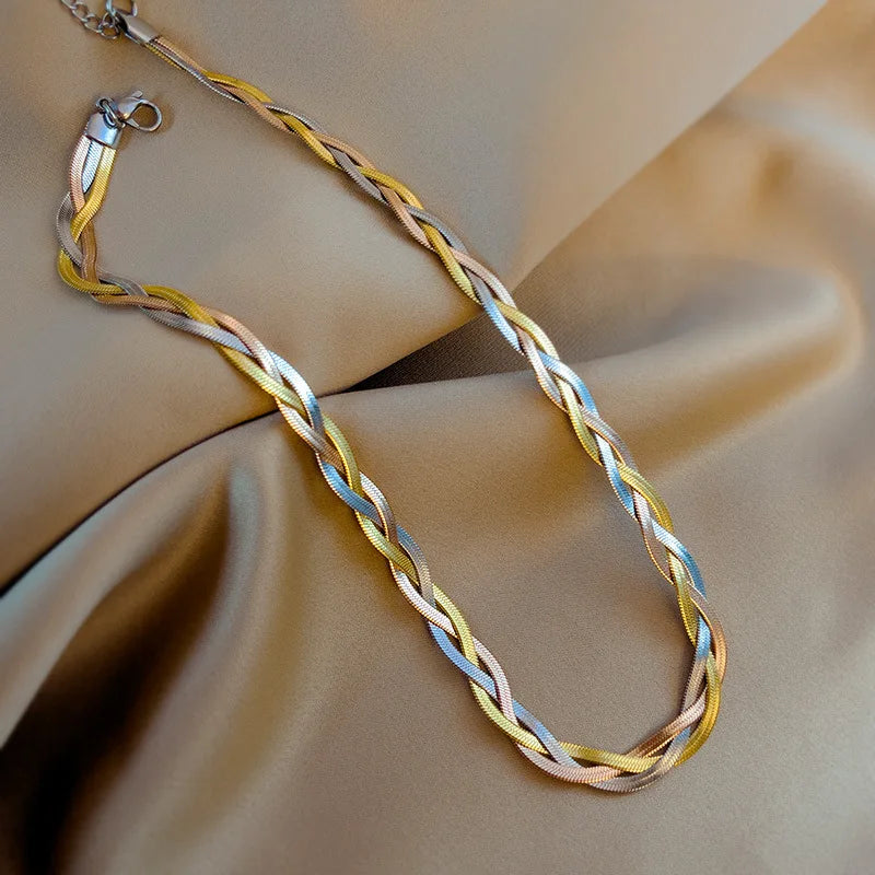 Set Bijoux Acier Inox 316L 3 en 1 - Collier Bracelets Chaîne Serpent Femme