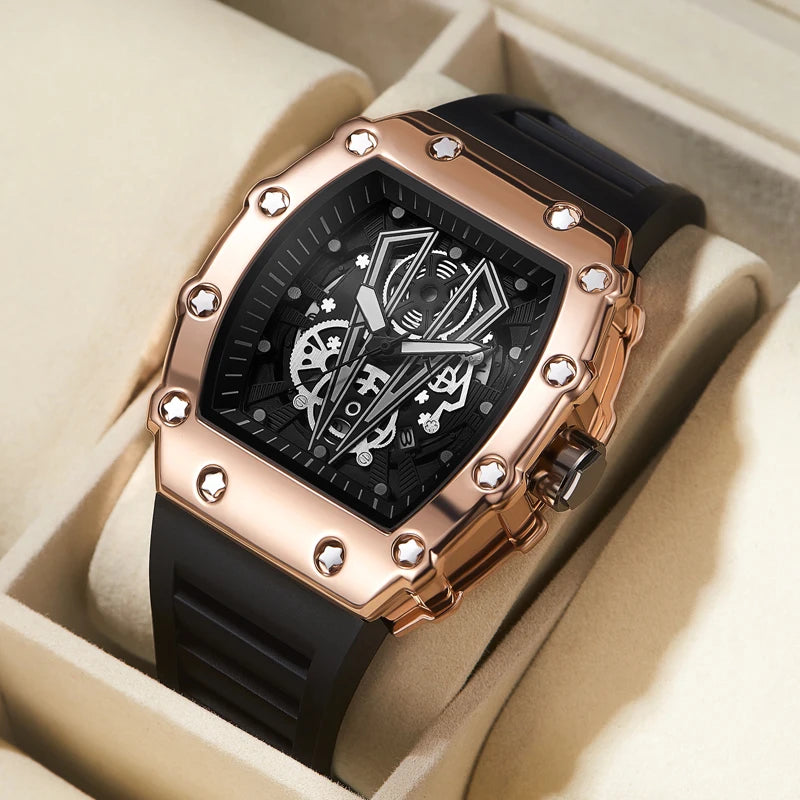 Montre Homme Carrée Sport - Quartz Étanche Lumineuse Grand Cadran