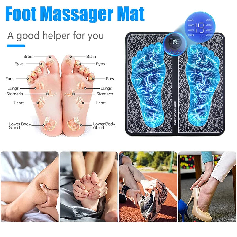 Tapis Massage Électrique Pieds EMS - Appareil Relaxation Musculaire Fitness Sport Maison