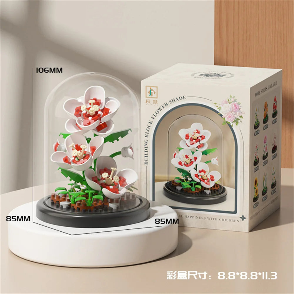 Bouquet Fleurs Éternelles Briques Construction - Bonsaï Déco Maison Micro Blocs Cadeau Anniversaire Enfant