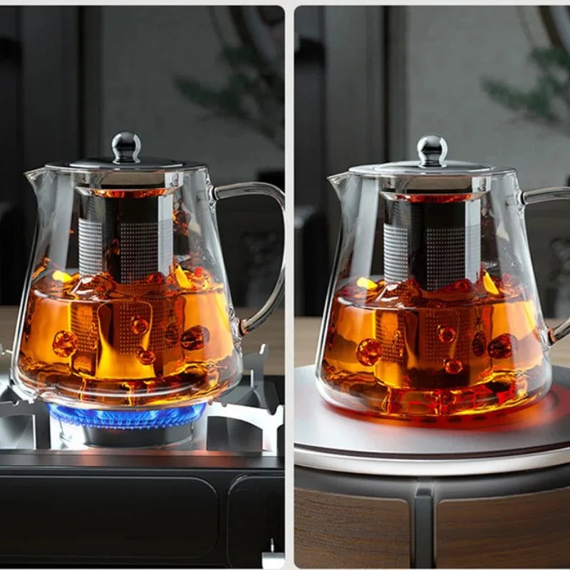 Théière Verre Borosilicate 400-1350ml - Infuseur Inox Résistante Chaleur
