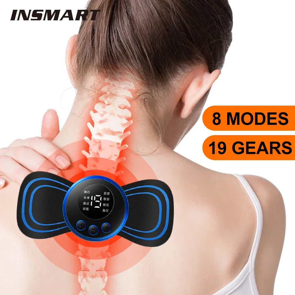 Masseur Cervical Électrique EMS - 8 Modes Massage Cou Dos Soulage Douleurs