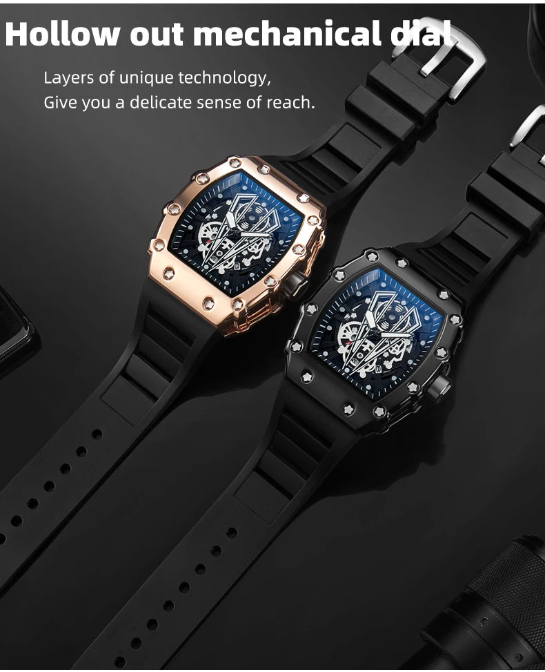 Montre Homme Carrée Sport - Quartz Étanche Lumineuse Grand Cadran