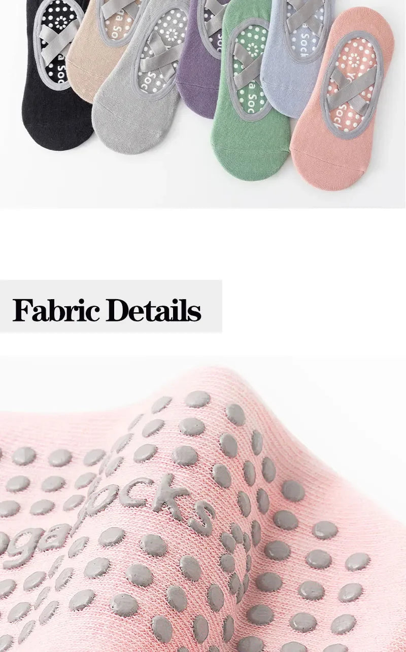 Chaussettes Yoga Femme Antidérapantes Silicone - Socquettes Pilates Ballet Sport Sans Talon Respirantes